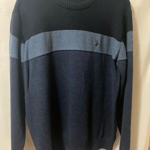 U.S. Polo Assn. Navy and Light Blue Colorblock Crewneck Sweater